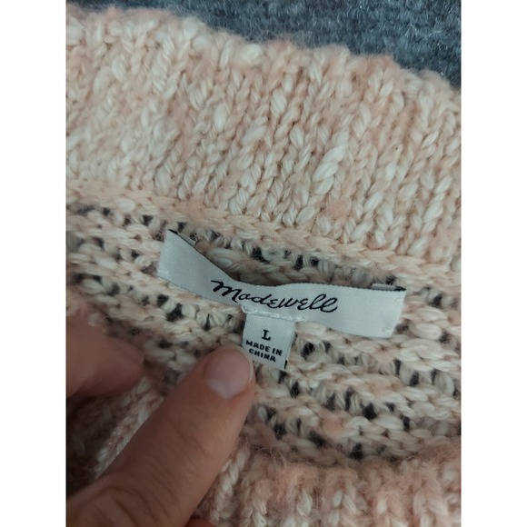 Madewell Sweater Womens Large Pink Chunky Knit Alpaca Wool Blend Crew Neck - Picture 3 of 12